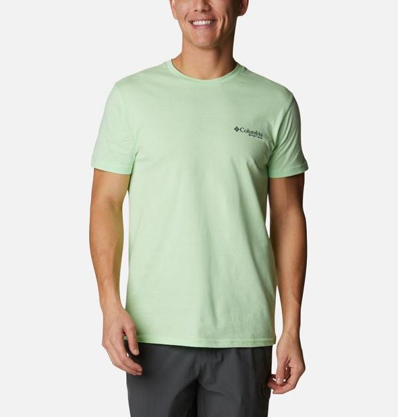 Columbia PFG T-Shirt Green For Men's NZ68314 New Zealand